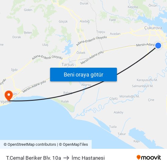 T.Cemal Beriker Blv. 10a to İmc Hastanesi map