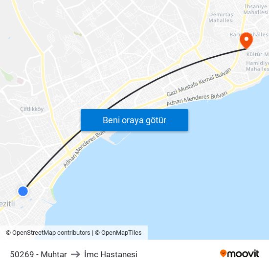 50269 - Muhtar to İmc Hastanesi map