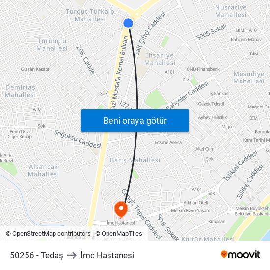50256 - Tedaş to İmc Hastanesi map