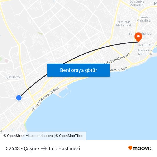 52643 - Çeşme to İmc Hastanesi map