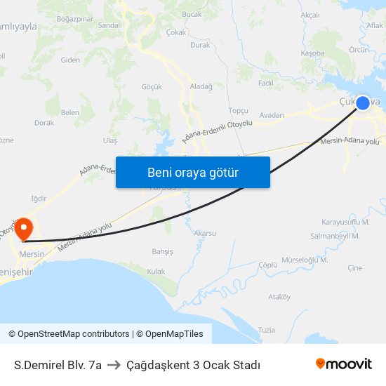 S.Demirel Blv. 7a to Çağdaşkent 3 Ocak Stadı map