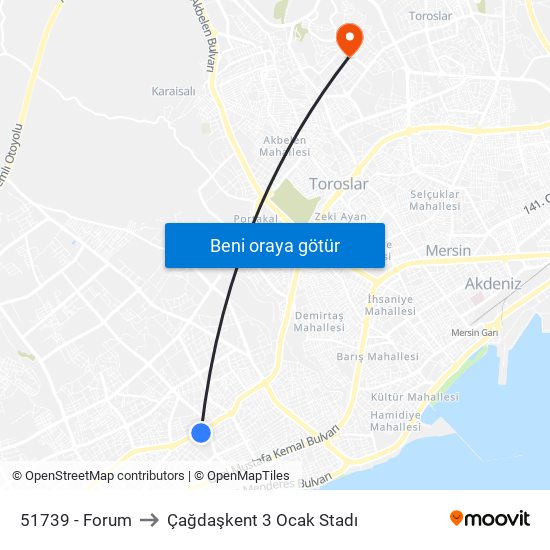 51739 - Forum to Çağdaşkent 3 Ocak Stadı map