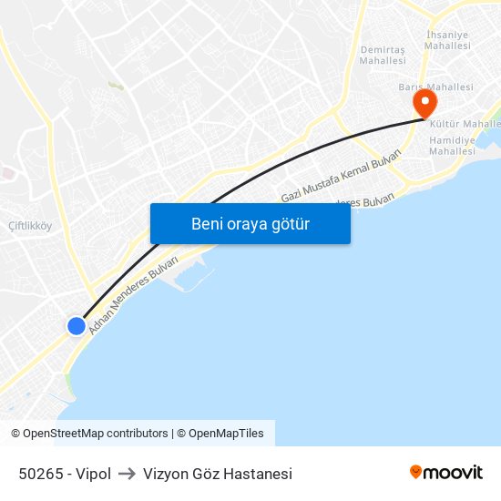 50265 - Vipol to Vizyon Göz Hastanesi map