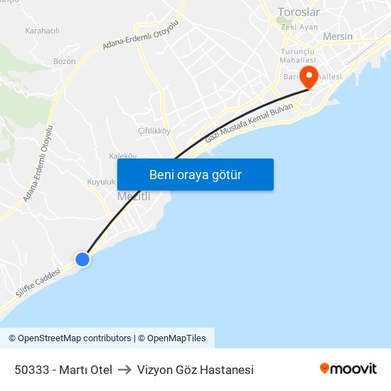 50333 - Martı Otel to Vizyon Göz Hastanesi map