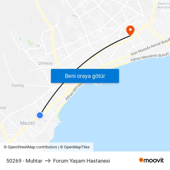 50269 - Muhtar to Forum Yaşam Hastanesi map