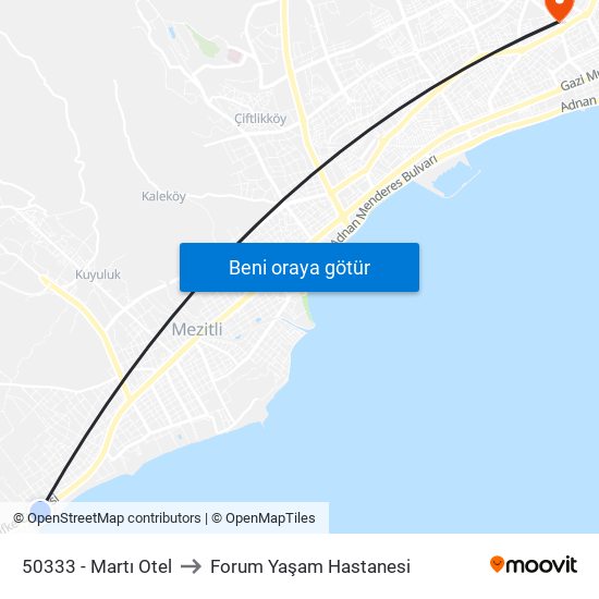 50333 - Martı Otel to Forum Yaşam Hastanesi map
