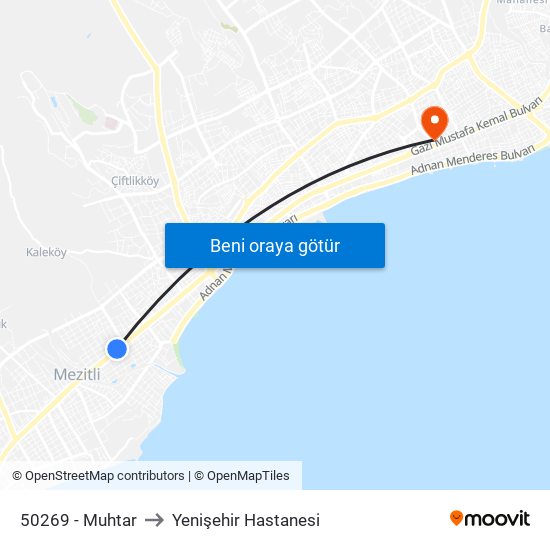 50269 - Muhtar to Yenişehir Hastanesi map