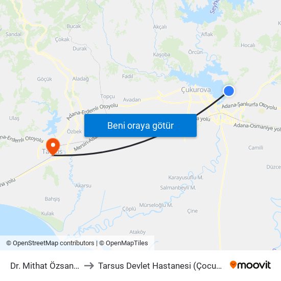 Dr. Mithat Özsan Blv. 9b to Tarsus Devlet Hastanesi (Çocuk Hastanesi) map