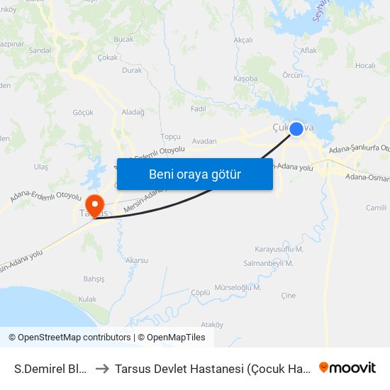 S.Demirel Blv. 7a to Tarsus Devlet Hastanesi (Çocuk Hastanesi) map