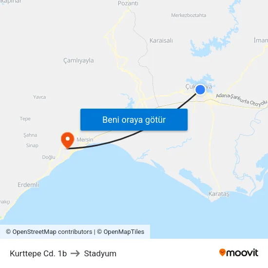 Kurttepe Cd. 1b to Stadyum map
