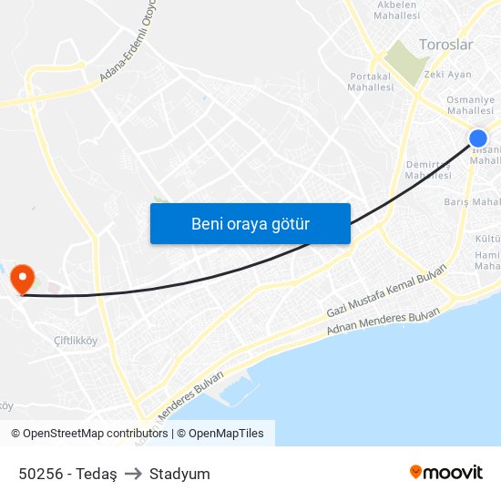 50256 - Tedaş to Stadyum map