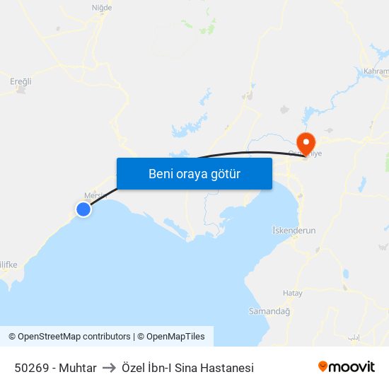 50269 - Muhtar to Özel İbn-I Sina Hastanesi map