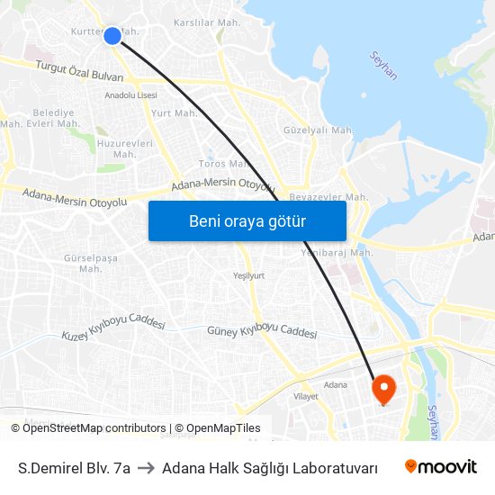 S.Demirel Blv. 7a to Adana Halk Sağlığı Laboratuvarı map