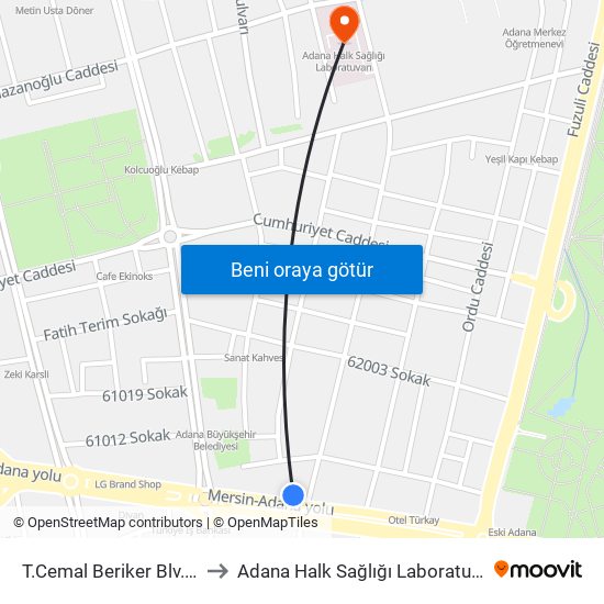 T.Cemal Beriker Blv. 2a to Adana Halk Sağlığı Laboratuvarı map