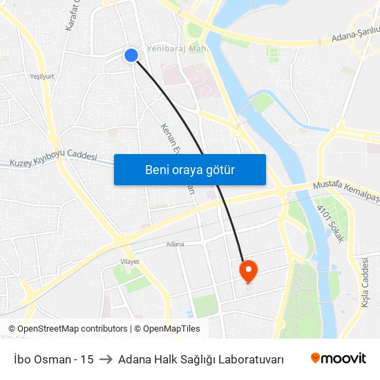 İbo Osman - 15 to Adana Halk Sağlığı Laboratuvarı map