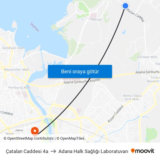 Çatalan Caddesi 4a to Adana Halk Sağlığı Laboratuvarı map