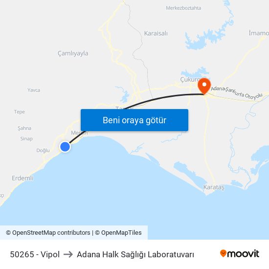 50265 - Vipol to Adana Halk Sağlığı Laboratuvarı map