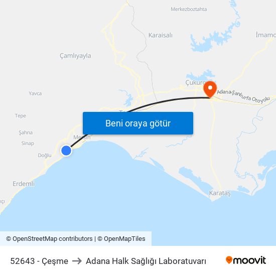 52643 - Çeşme to Adana Halk Sağlığı Laboratuvarı map