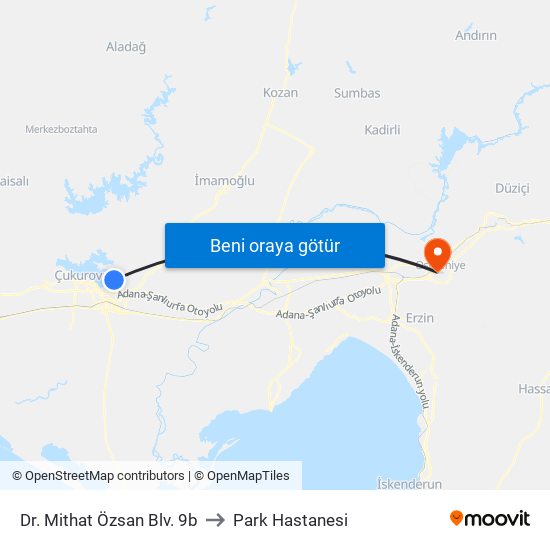 Dr. Mithat Özsan Blv. 9b to Park Hastanesi map