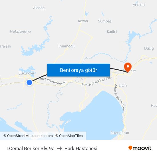 T.Cemal Beriker Blv. 9a to Park Hastanesi map