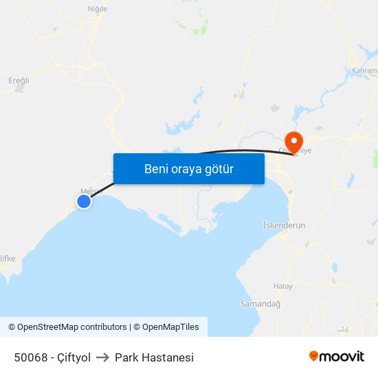 50068 - Çiftyol to Park Hastanesi map