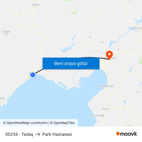 50256 - Tedaş to Park Hastanesi map