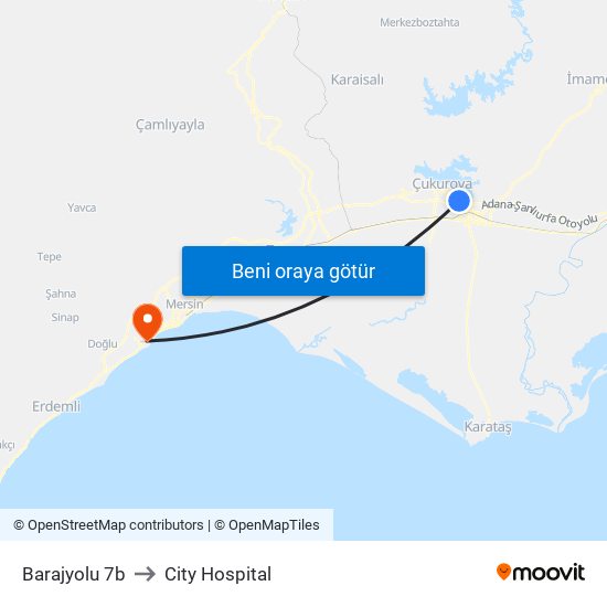 Barajyolu 7b to City Hospital map