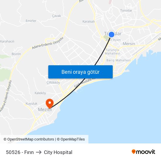 50526 - Fırın to City Hospital map