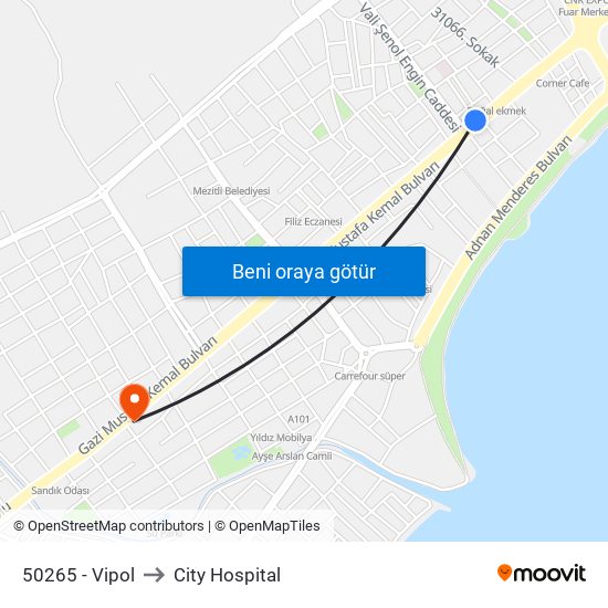 50265 - Vipol to City Hospital map