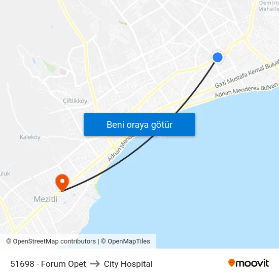 51698 - Forum Opet to City Hospital map