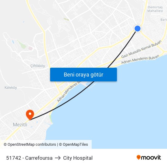51742 - Carrefoursa to City Hospital map