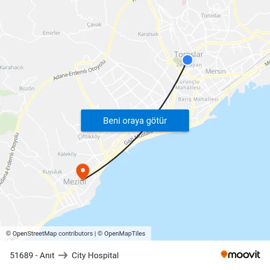 51689 - Anıt to City Hospital map