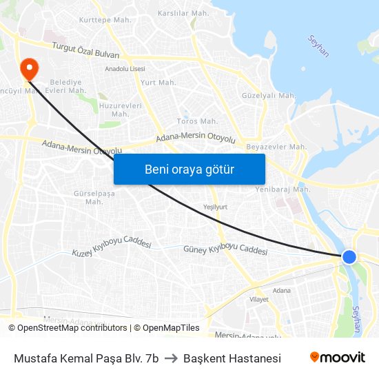 Mustafa Kemal Paşa Blv. 7b to Başkent Hastanesi map