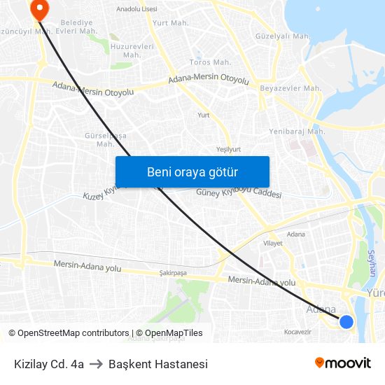 Kizilay Cd. 4a to Başkent Hastanesi map