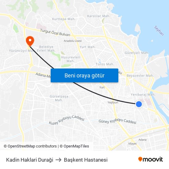 Kadin Haklari Duraği to Başkent Hastanesi map