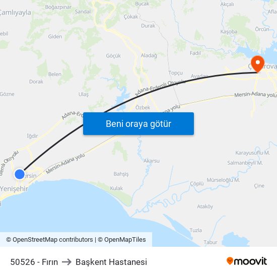 50526 - Fırın to Başkent Hastanesi map