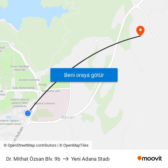 Dr. Mithat Özsan Blv. 9b to Yeni Adana Stadı map