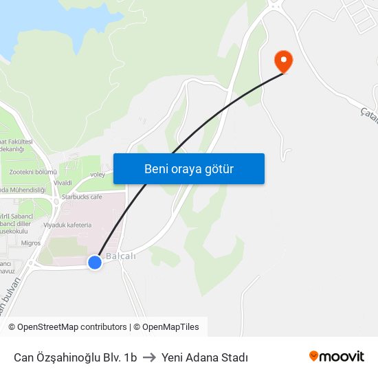 Can Özşahinoğlu Blv. 1b to Yeni Adana Stadı map