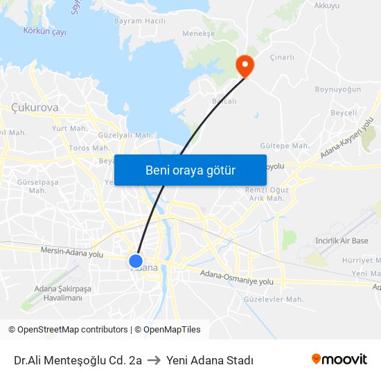 Dr.Ali Menteşoğlu Cd. 2a to Yeni Adana Stadı map