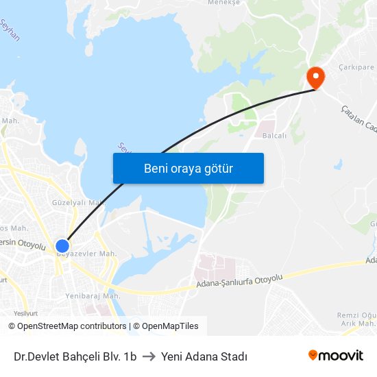 Dr.Devlet Bahçeli Blv. 1b to Yeni Adana Stadı map