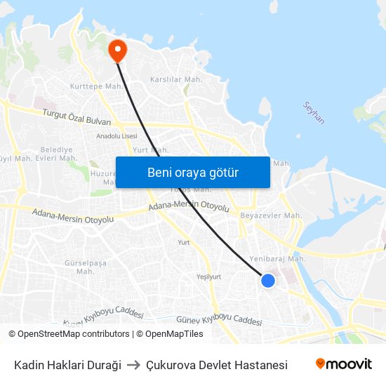 Kadin Haklari Duraği to Çukurova Devlet Hastanesi map