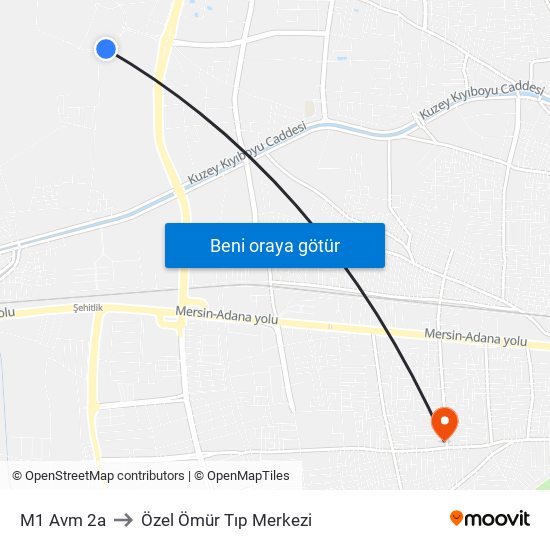 M1 Avm 2a to Özel Ömür Tıp Merkezi map