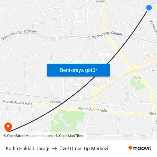 Kadin Haklari Duraği to Özel Ömür Tıp Merkezi map