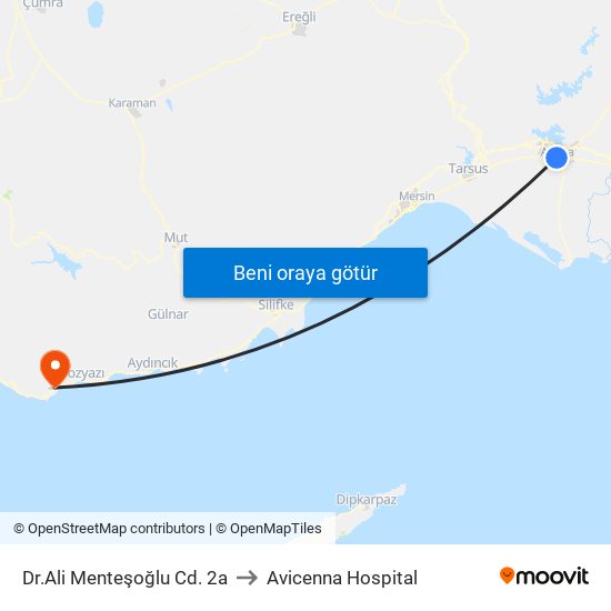 Dr.Ali Menteşoğlu Cd. 2a to Avicenna Hospital map