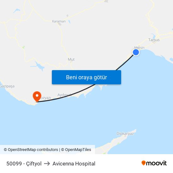 50099 - Çiftyol to Avicenna Hospital map
