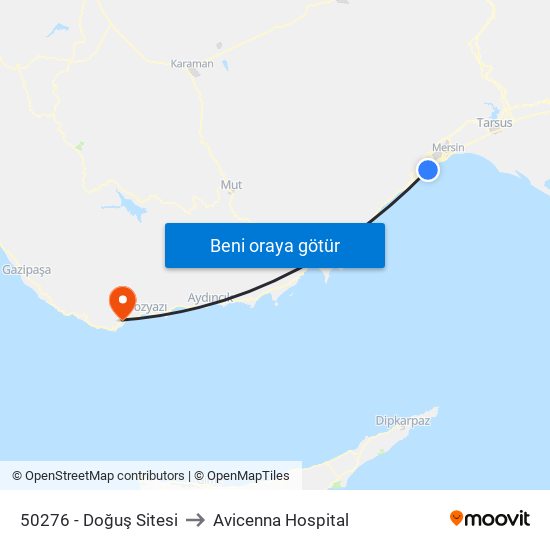 50276 - Doğuş Sitesi to Avicenna Hospital map