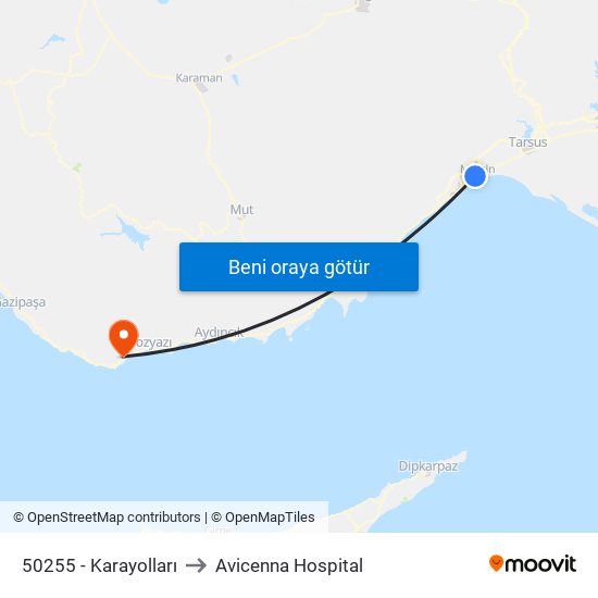 50255 - Karayolları to Avicenna Hospital map