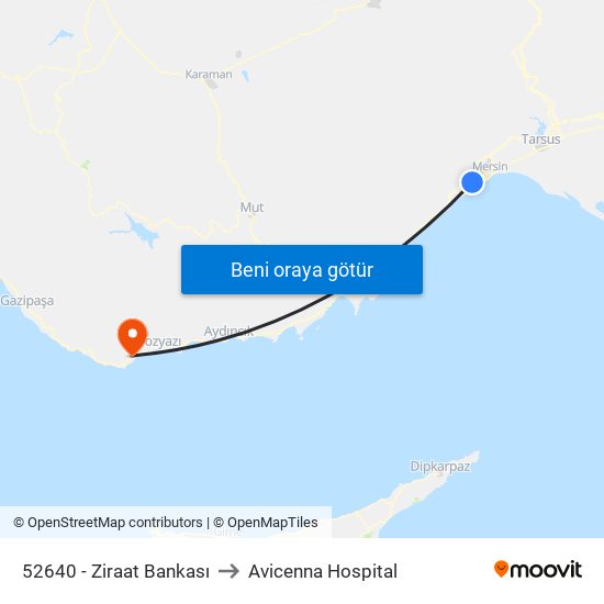 52640 - Ziraat Bankası to Avicenna Hospital map