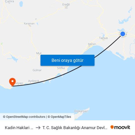 Kadin Haklari Duraği to T. C. Sağlık Bakanlığı Anamur Devlet Hastanesi map