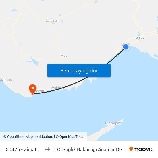 50476 - Ziraat Bankası to T. C. Sağlık Bakanlığı Anamur Devlet Hastanesi map